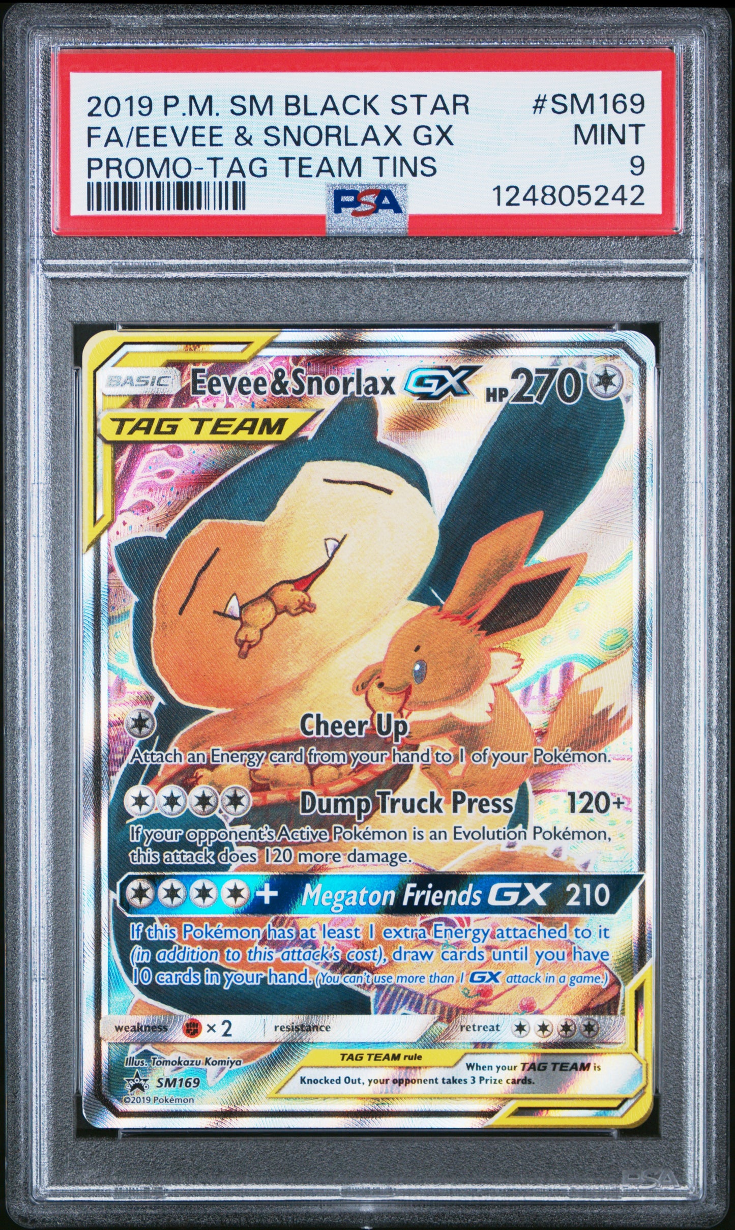 Eevee & Snorlax GX #SM169 PSA9