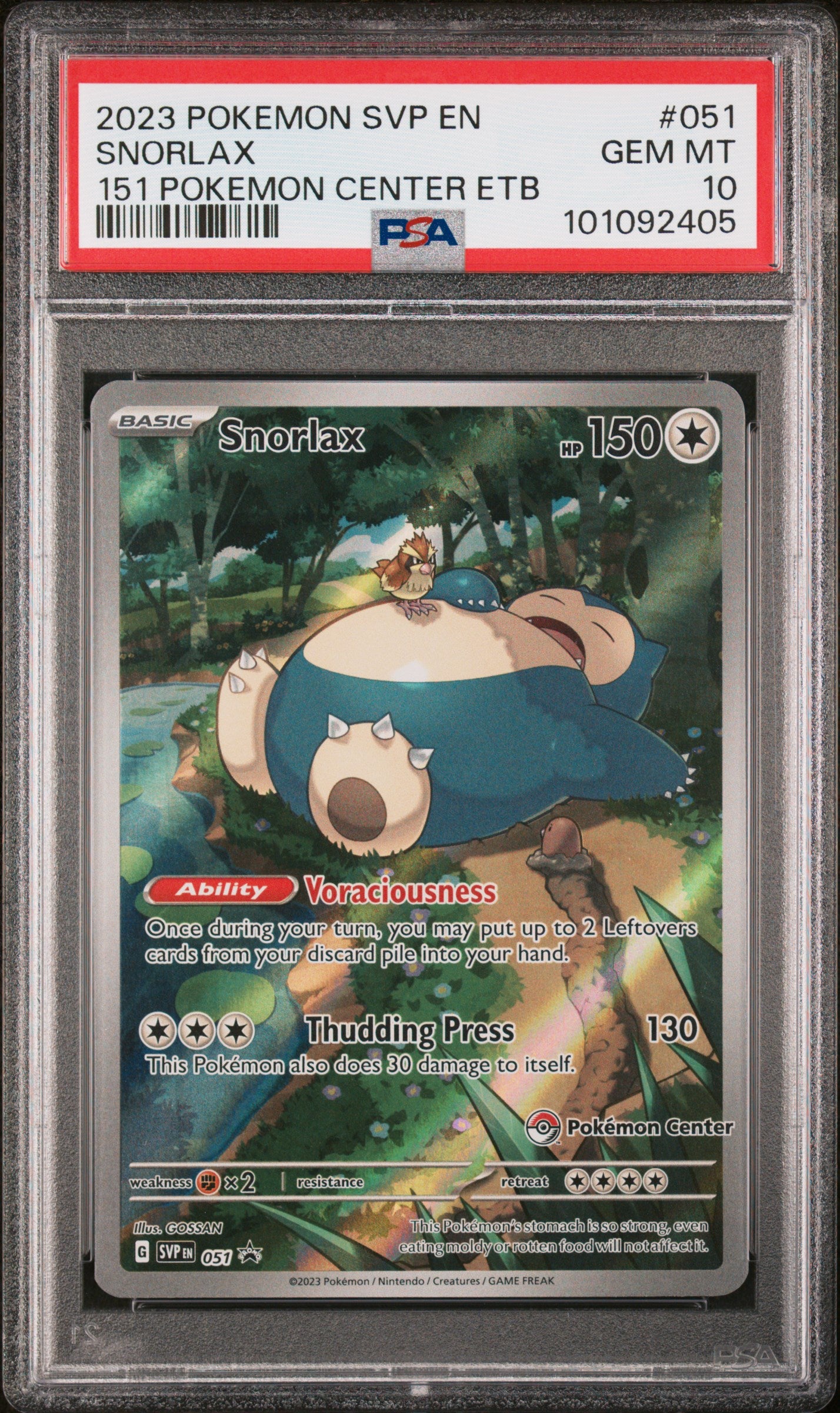 Snorlax Pokemon Center #051 PSA10
